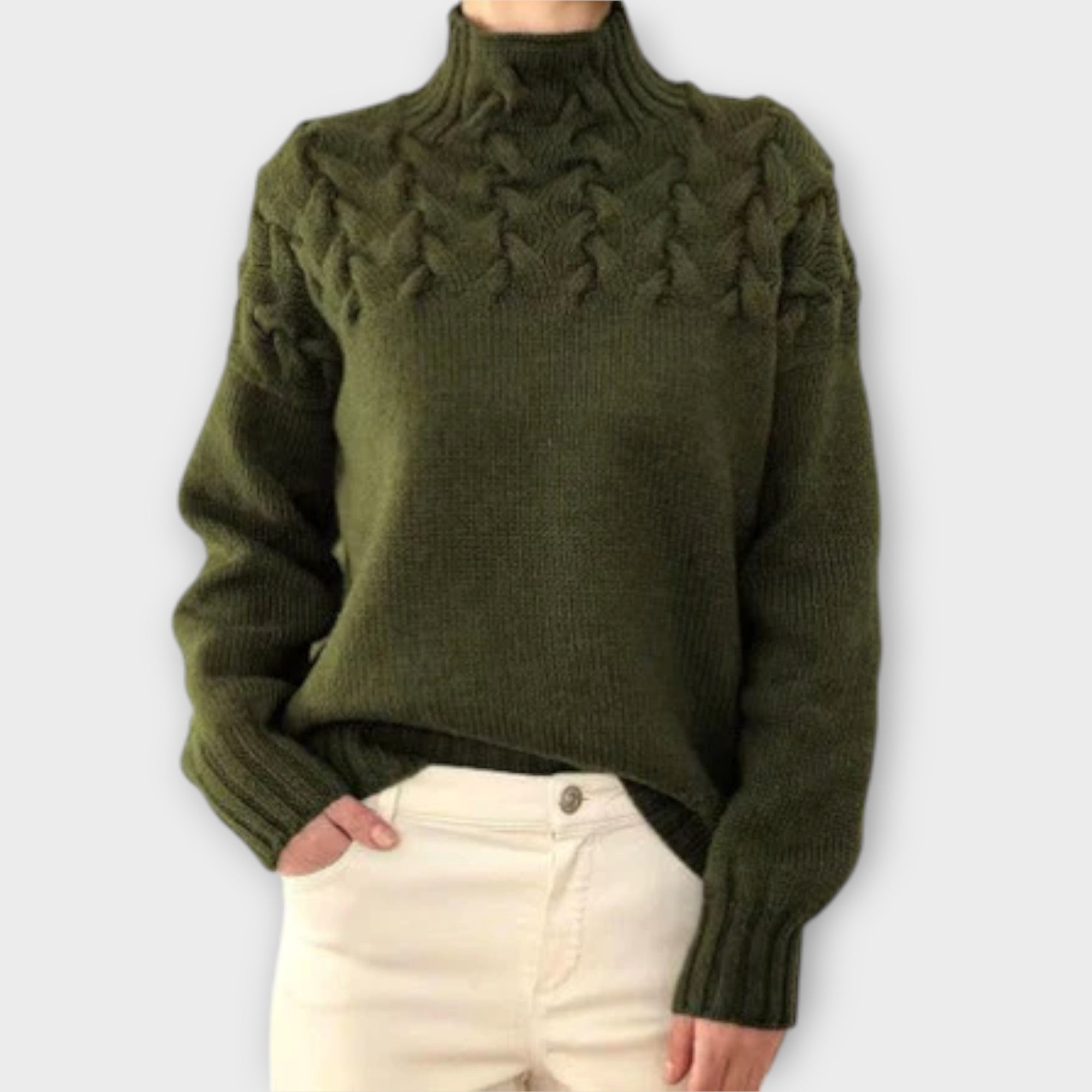 Ivana | Elegants adīts džemperis ar augstu apkakli