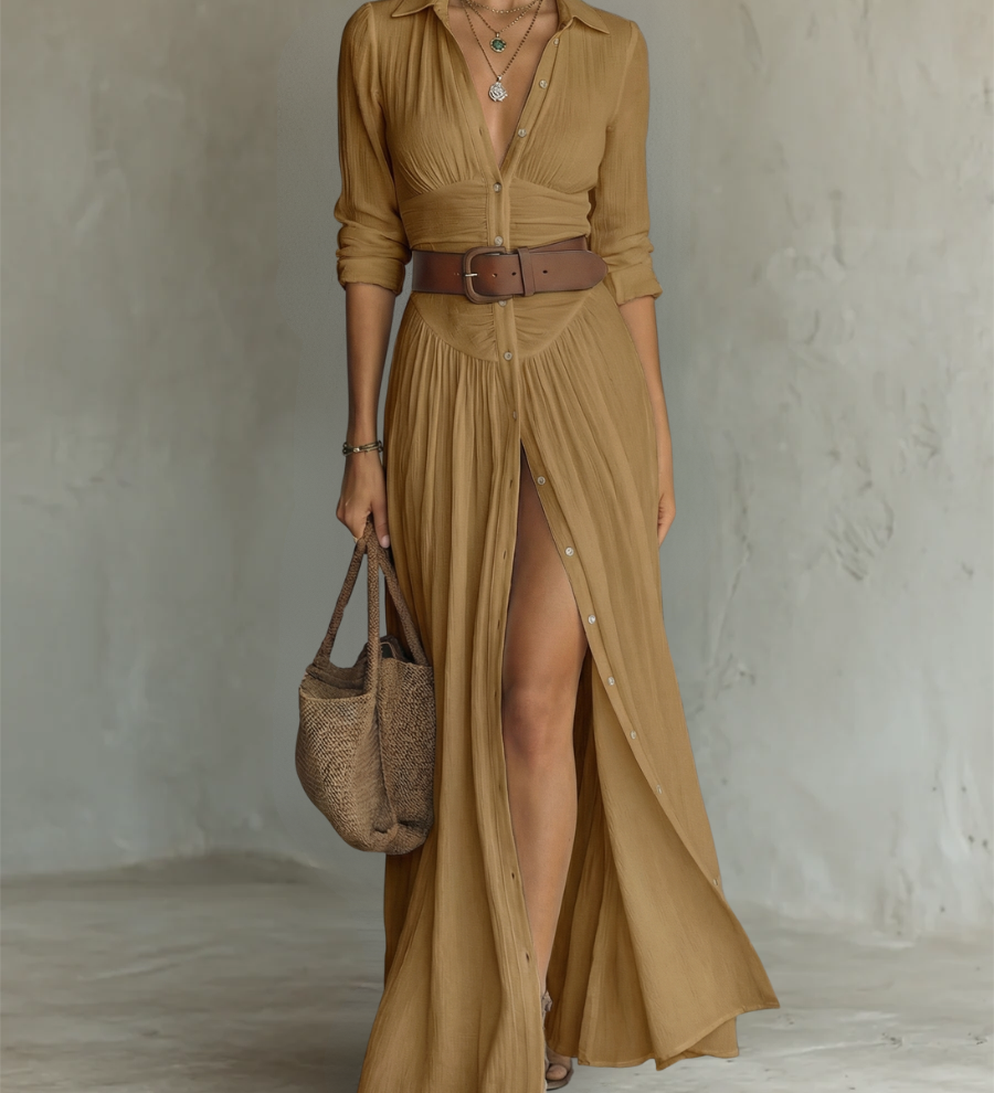 Suzanne | Maksikleid ar reveru apkakli
