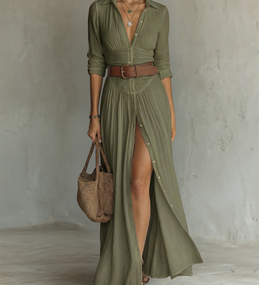 Suzanne | Maksikleid ar reveru apkakli