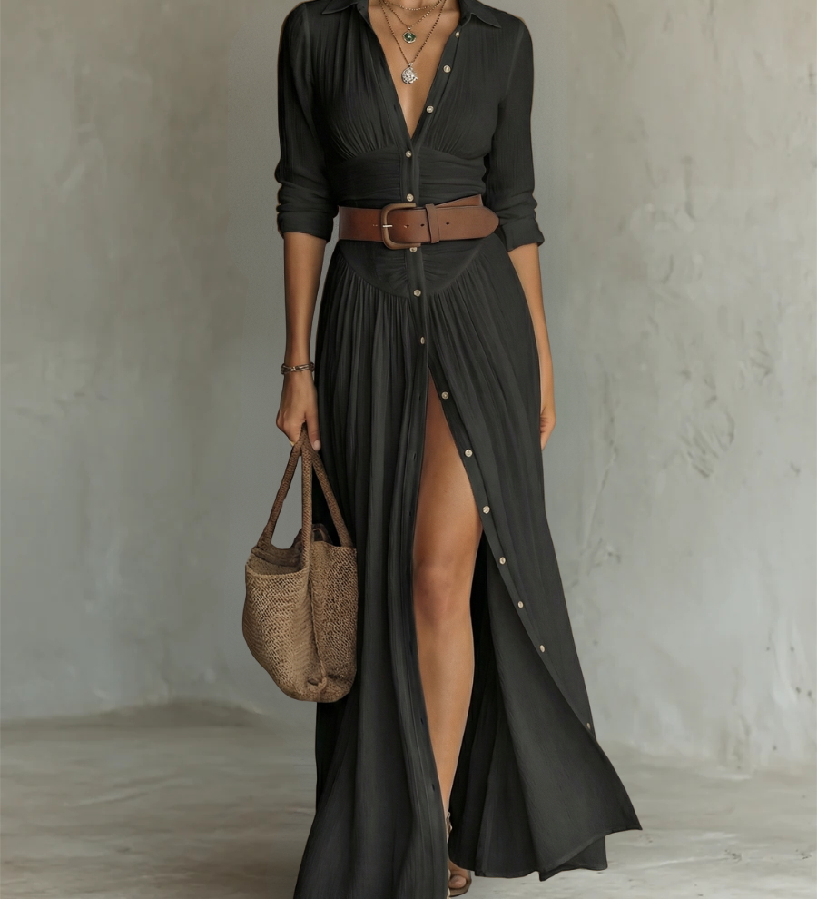 Suzanne | Maksikleid ar reveru apkakli