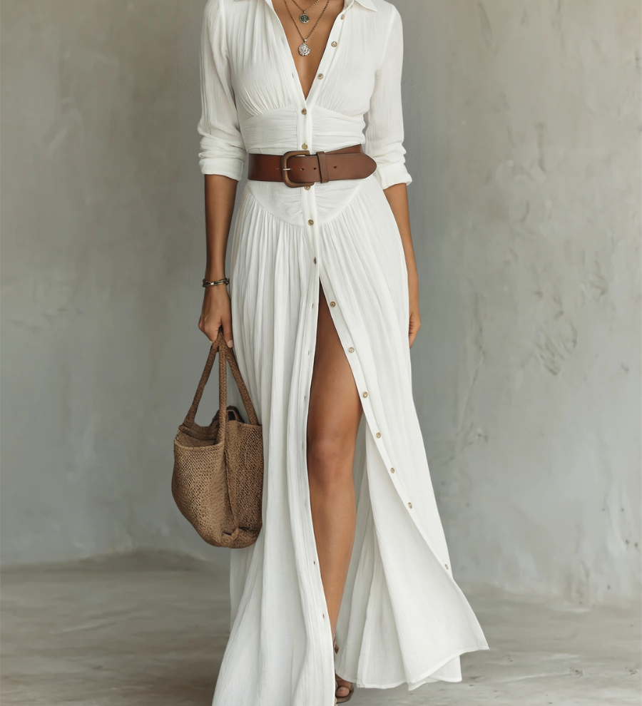 Suzanne | Maksikleid ar reveru apkakli